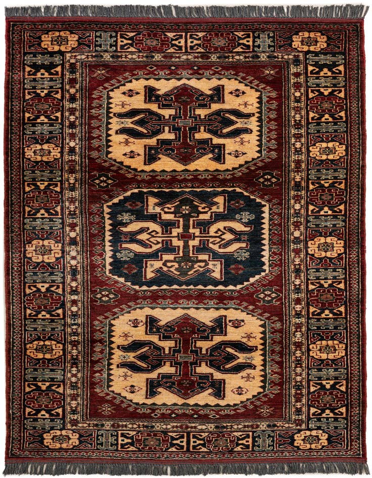 Detail image of 4' 1 x 6' 8 Hand Knotted Kazak Wool Rug