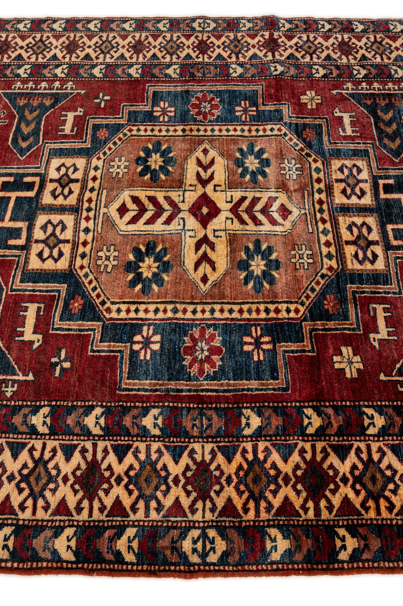4' 10 x 6' 11 Hand Knotted Kazak Oriental Wool Rug