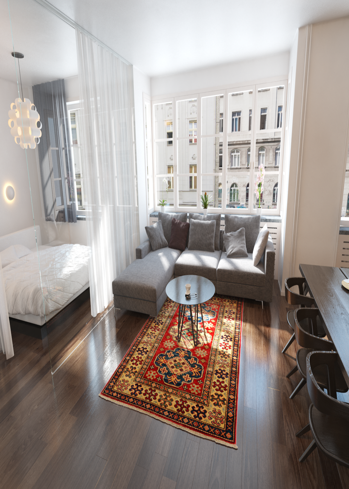 3' 5 x 4' 11 Hand Knotted Kazak Oriental Rug