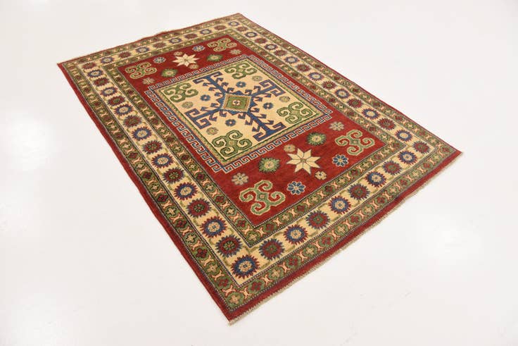 Detail image of 4' x 5' 8 Hand Knotted Kazak Oriental Rug