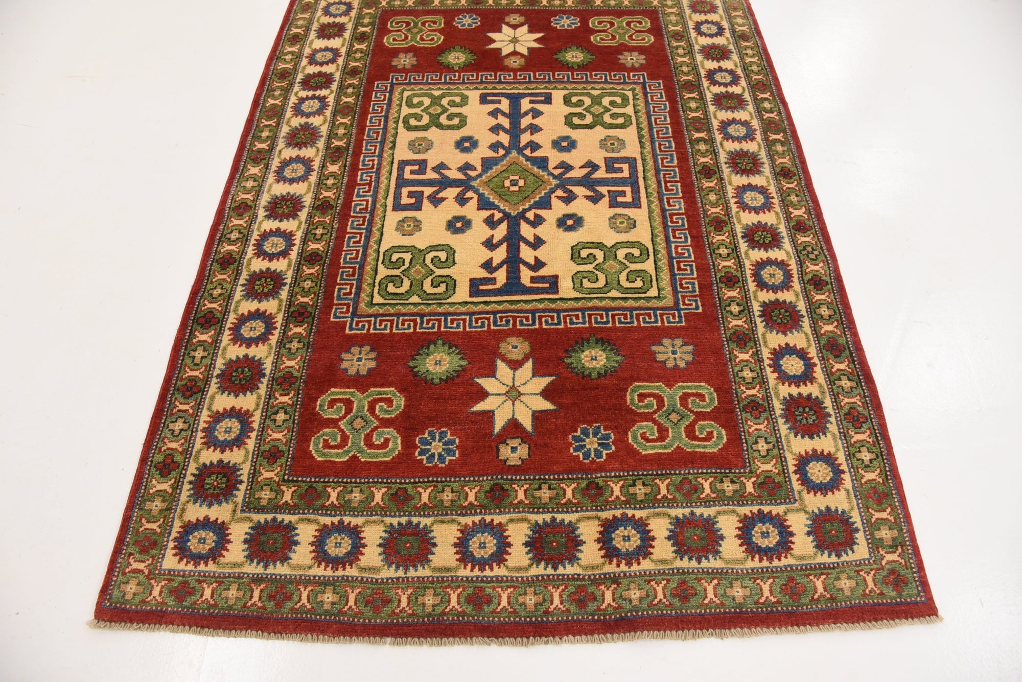 4' x 5' 8 Hand Knotted Kazak Oriental Rug