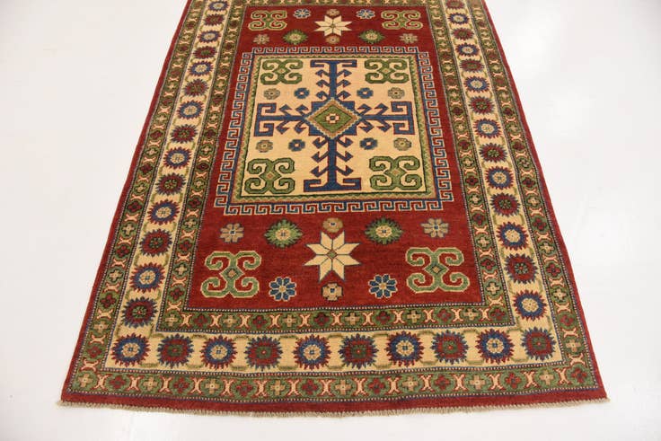 Detail image of 4' x 5' 8 Hand Knotted Kazak Oriental Rug