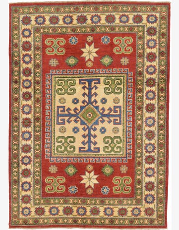 4' x 5' 8 Hand Knotted Kazak Oriental Rug