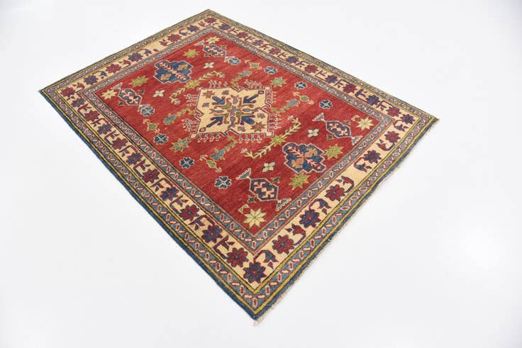 Detail image of 3' 8 x 5' Hand Knotted Kazak Oriental Rug