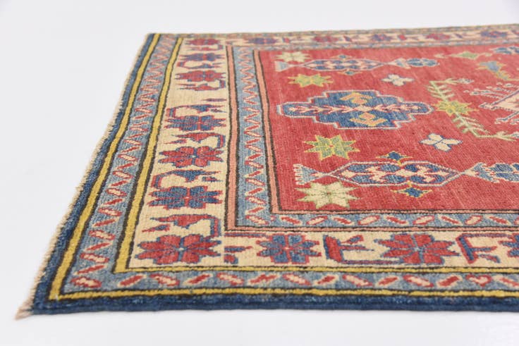 Detail image of 3' 8 x 5' Hand Knotted Kazak Oriental Rug