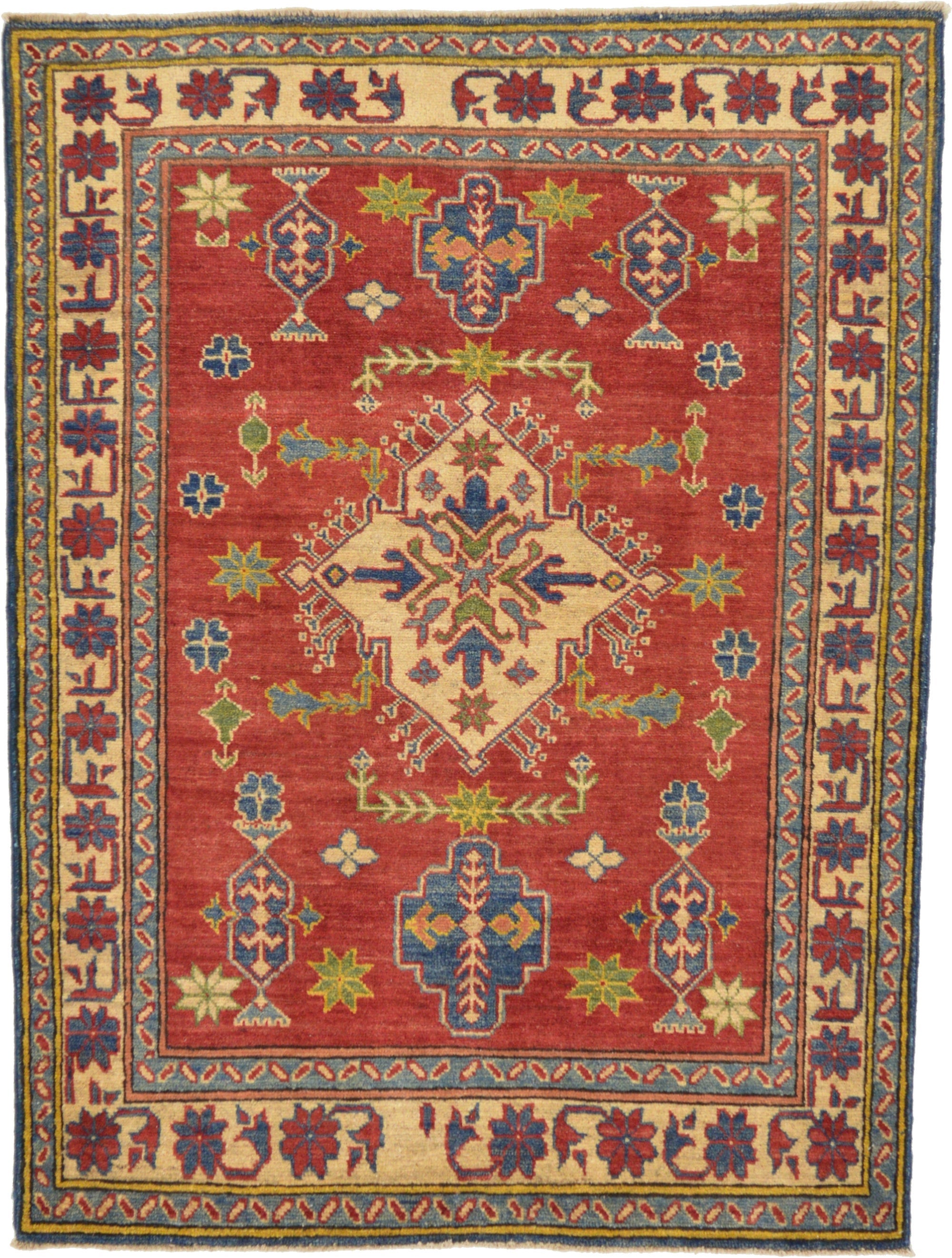 3' 8 x 5' Hand Knotted Kazak Oriental Rug