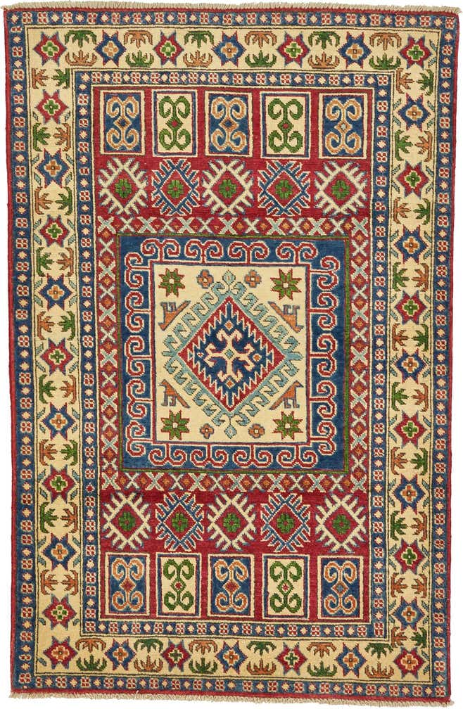 100cm x 150cm Handgeknüpft Kazak Orientalisch Teppich