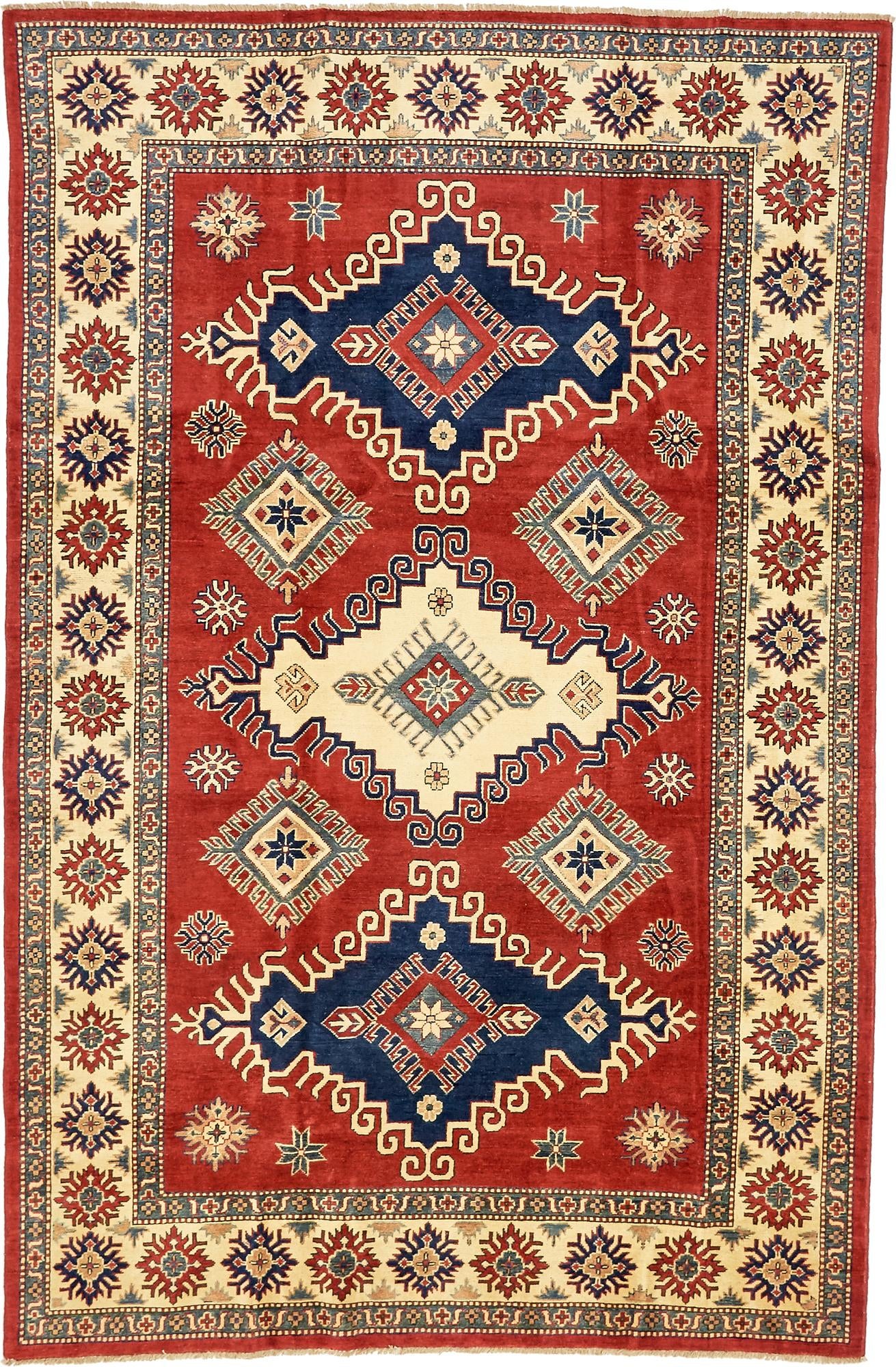 6' 4 x 9' 7 Hand Knotted Kazak Oriental Rug