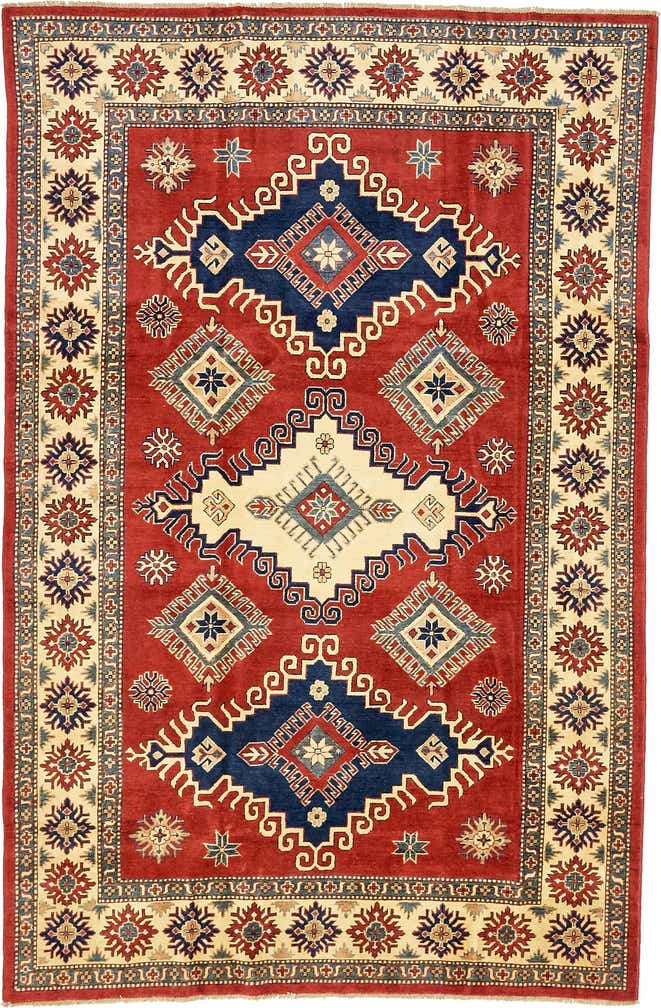 6' 4 x 9' 7 Hand Knotted Kazak Oriental Rug
