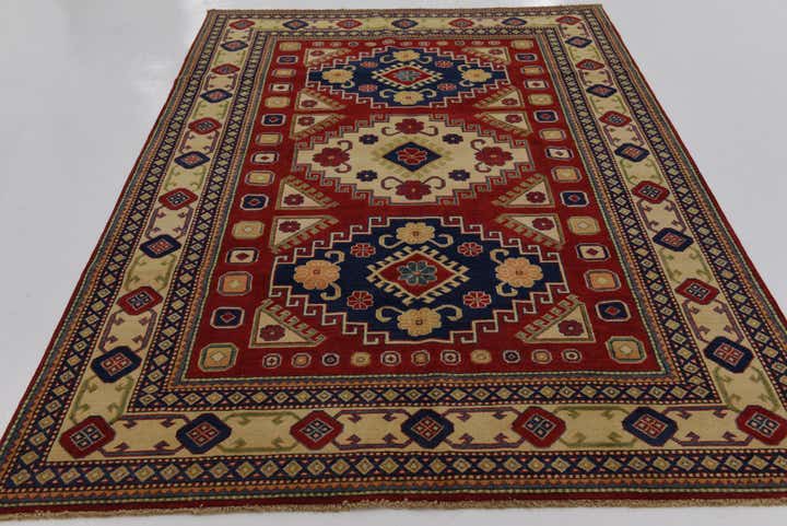 6' 1 x 8' 10 Hand Knotted Kazak Oriental Rug
