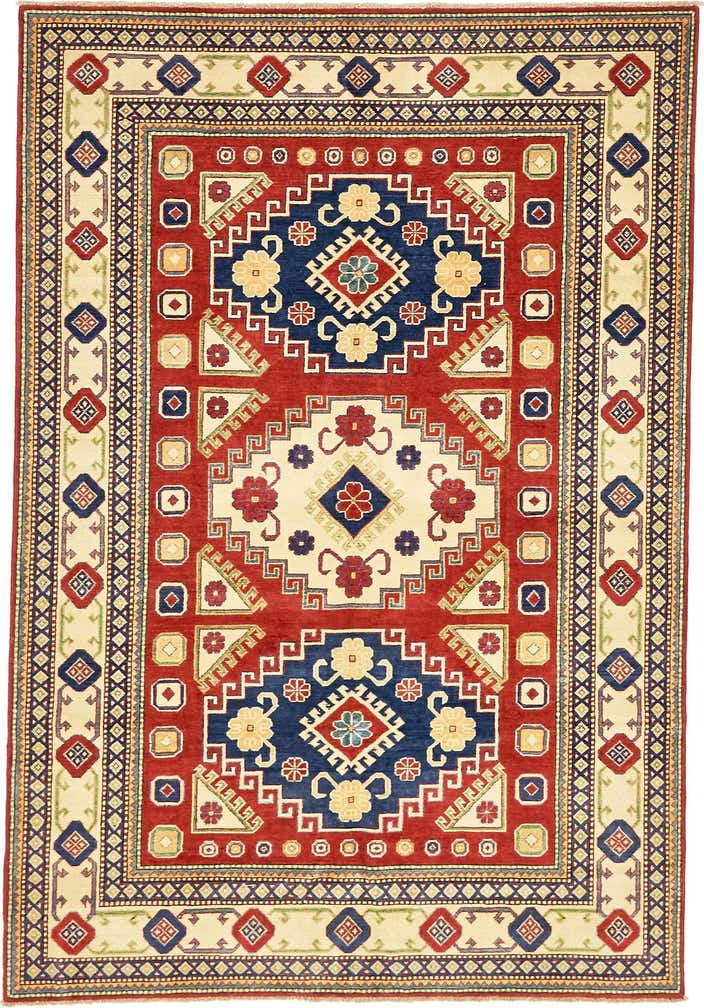 6' 1 x 8' 10 Hand Knotted Kazak Oriental Rug