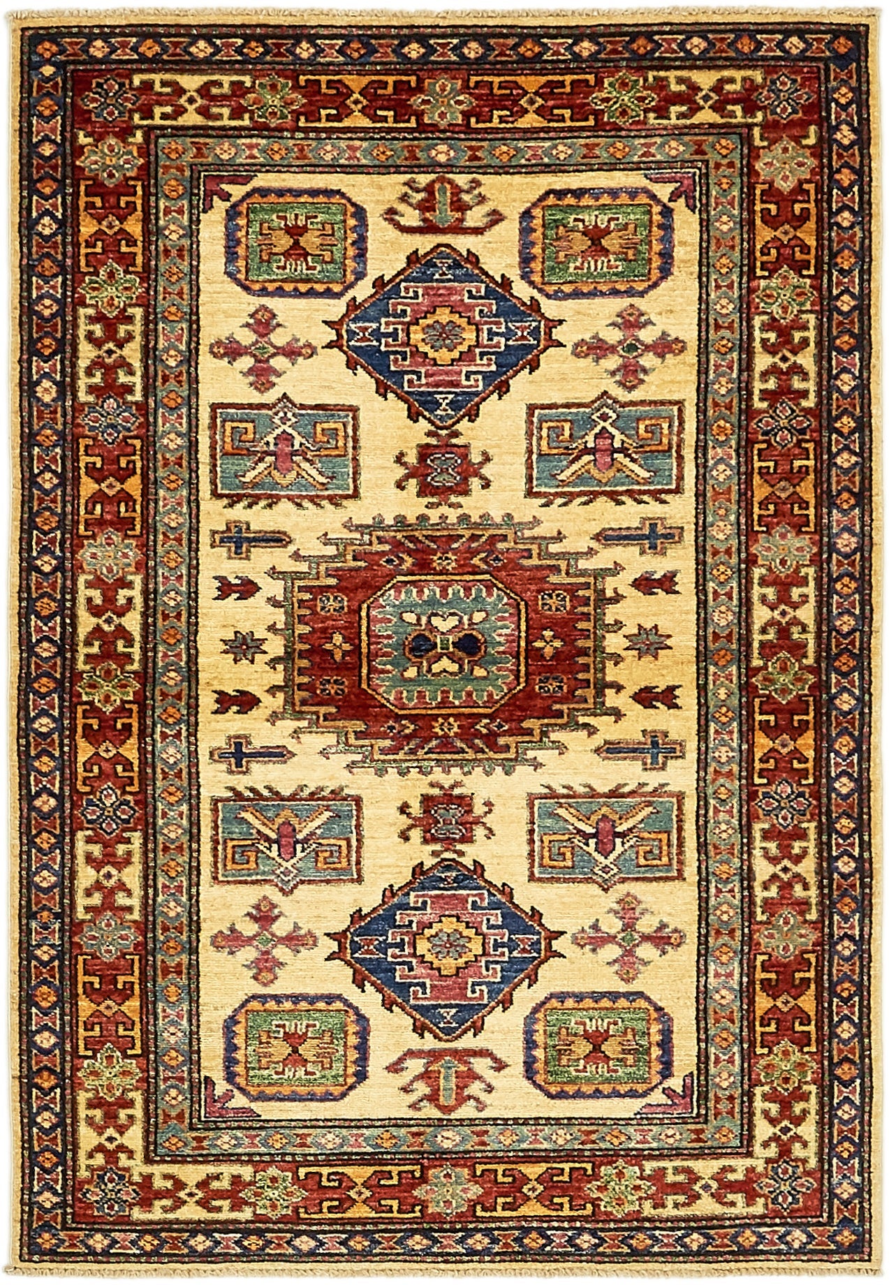 3' 5 x 5' Hand Knotted Kazak Rug