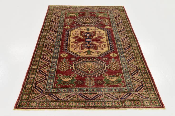 Detail image of 3' 4 x 5' Hand Knotted Kazak Rug