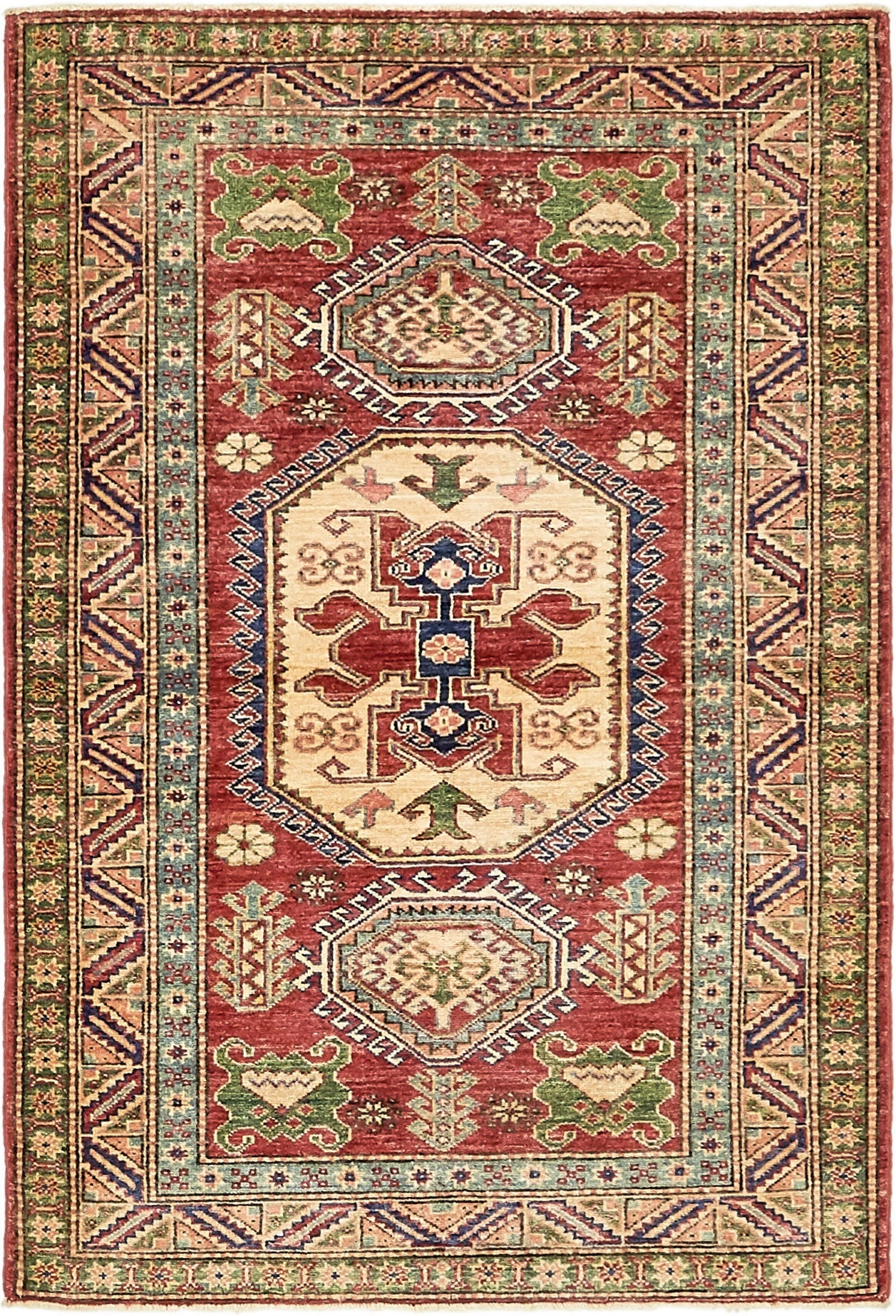 3' 4 x 5' Hand Knotted Kazak Rug