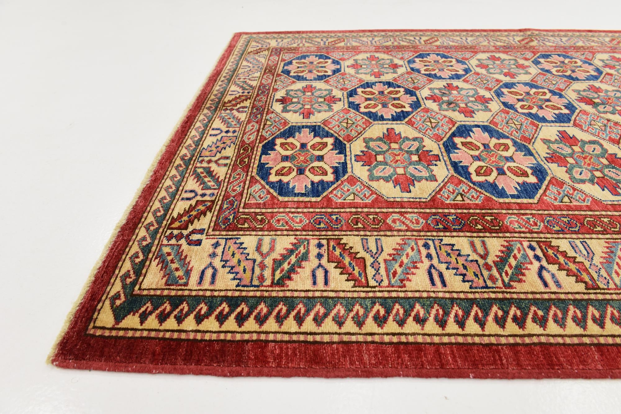 4' 2 x 5' 10 Hand Knotted Kazak Rug