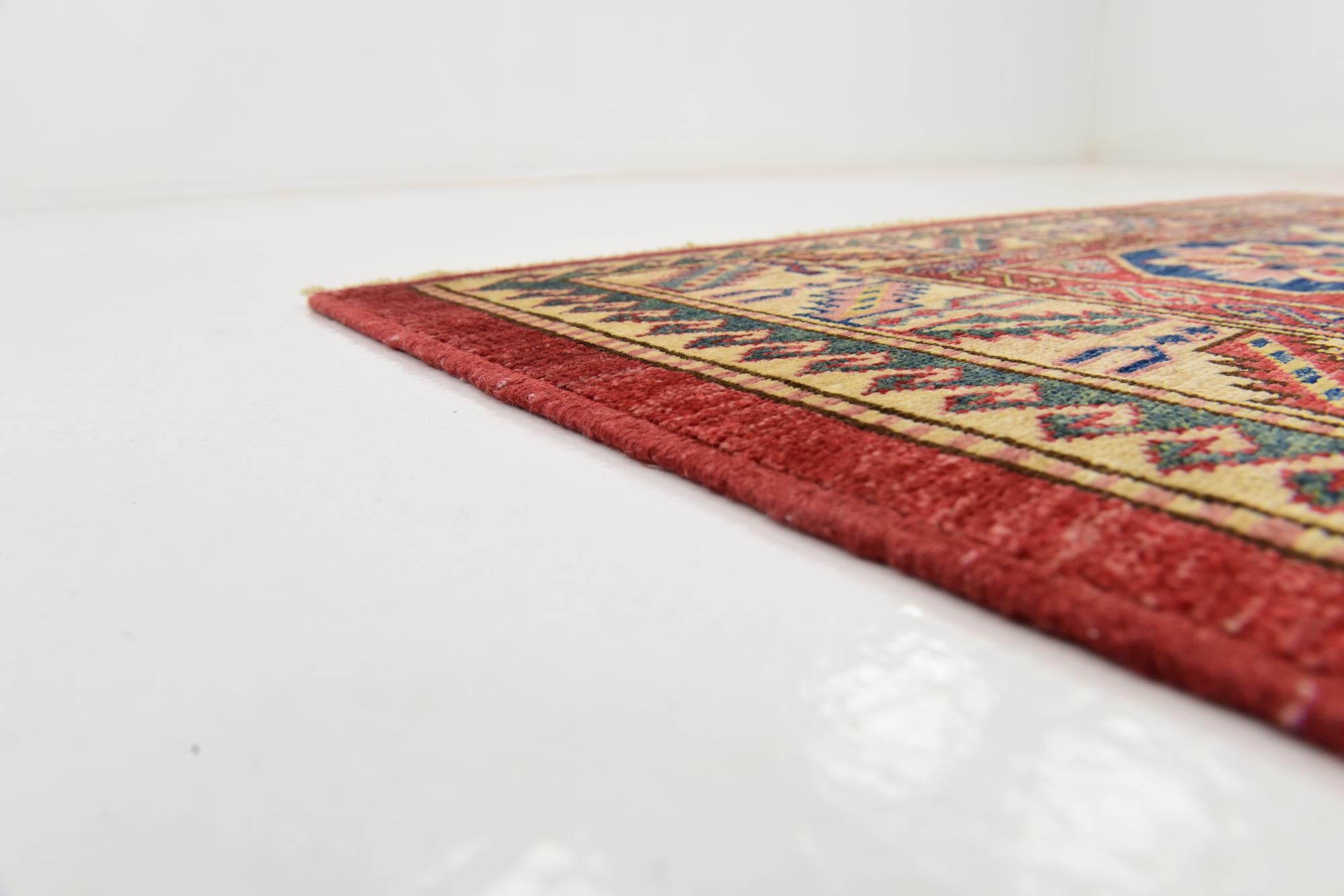 4' 2 x 5' 10 Hand Knotted Kazak Rug