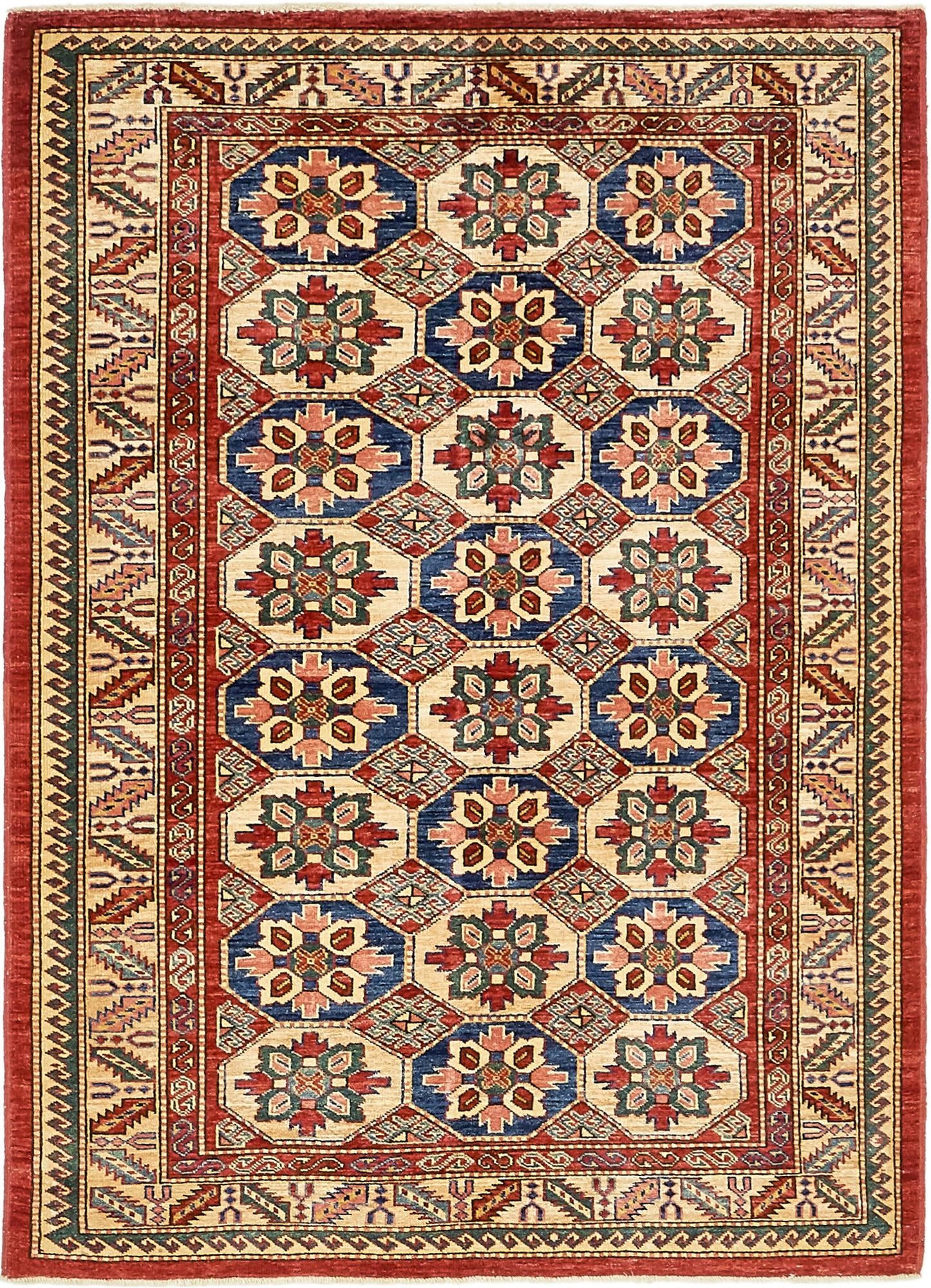 4' 2 x 5' 10 Hand Knotted Kazak Rug