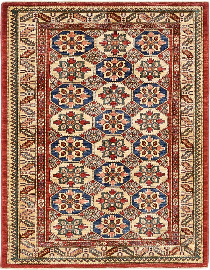 Detail image of 4' 2 x 5' 10 Hand Knotted Kazak Rug