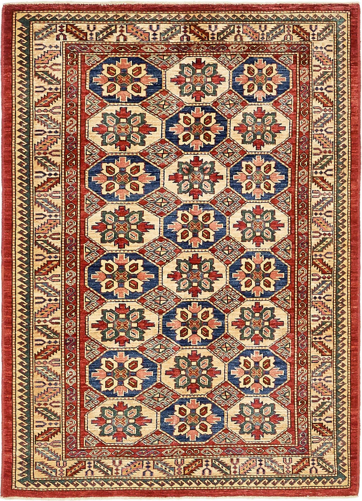 4' 2 x 5' 10 Hand Knotted Kazak Rug