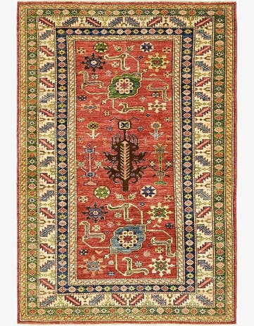4' x 6' 2 Hand Knotted Kazak Rug