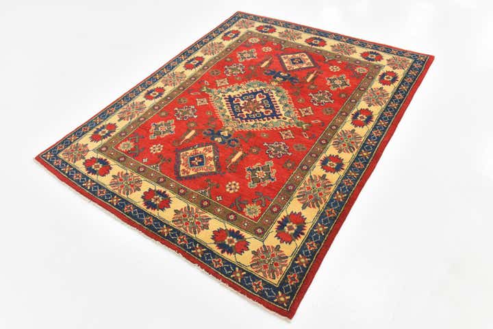 5' x 6' 4 Hand Knotted Kazak Rug