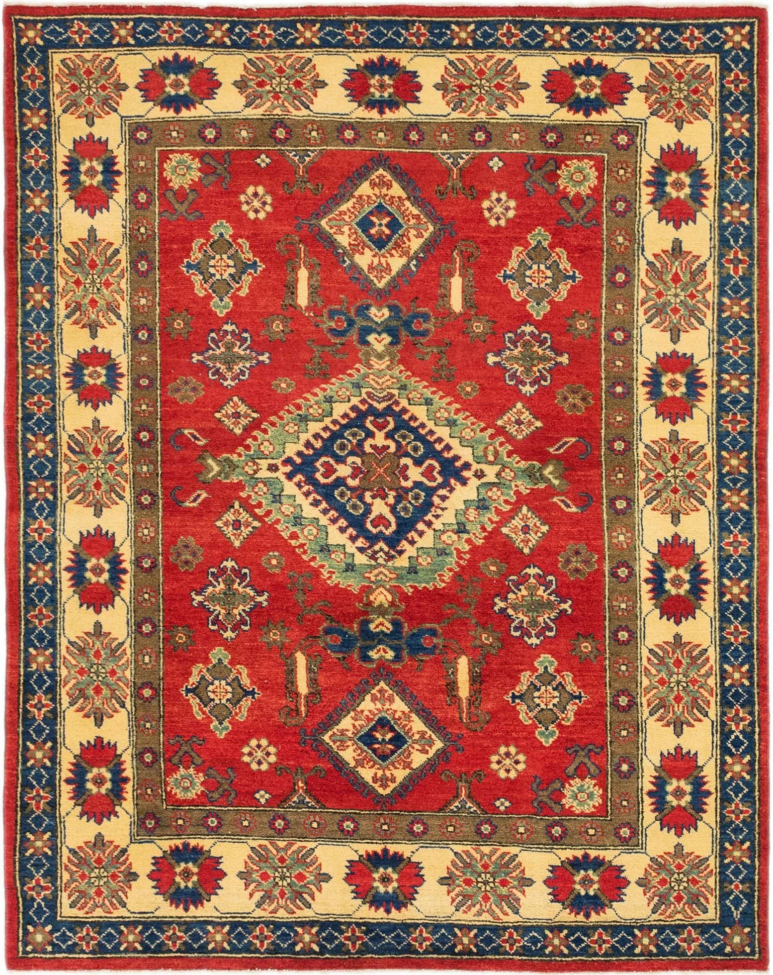 5' x 6' 4 Hand Knotted Kazak Rug