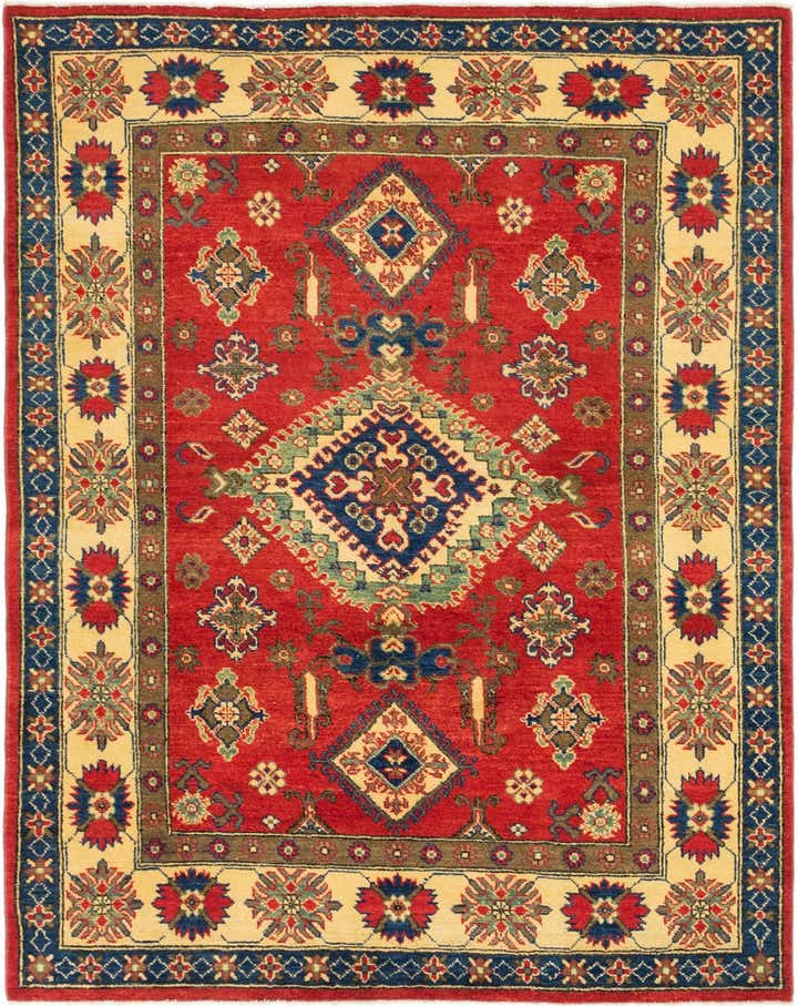 5' x 6' 4 Hand Knotted Kazak Rug