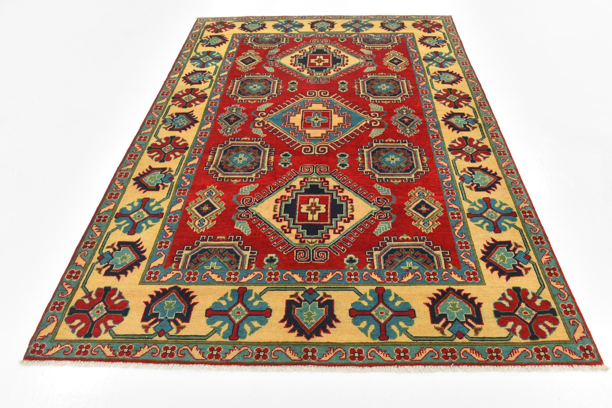 5' 8 x 8' 3 Hand Knotted Kazak Rug
