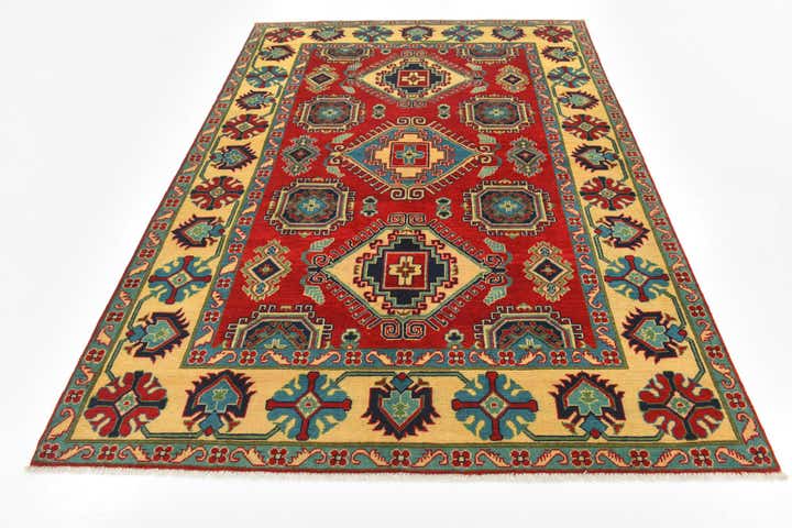 5' 8 x 8' 3 Hand Knotted Kazak Rug