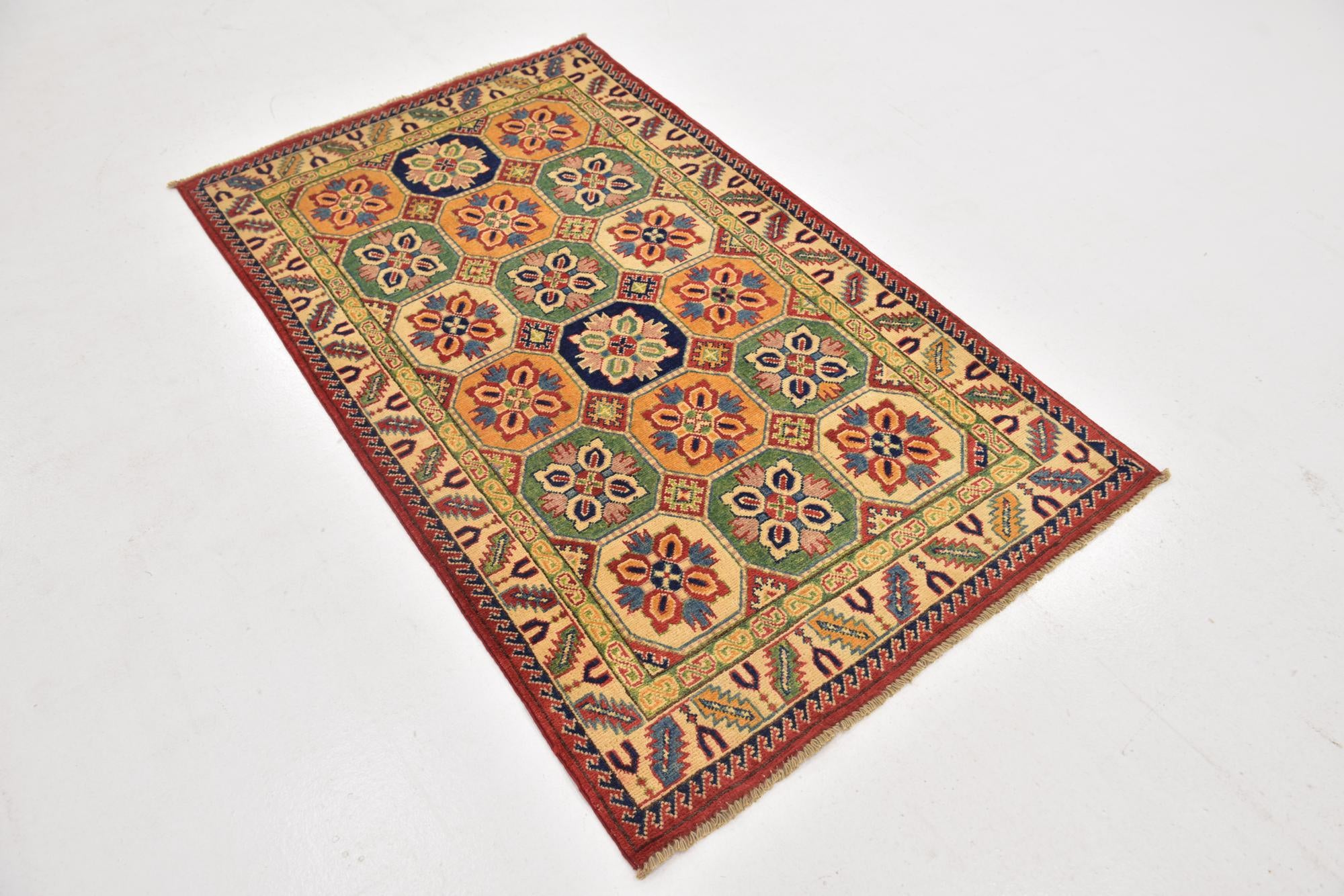 3' 2 x 5' 6 Hand Knotted Kazak Rug