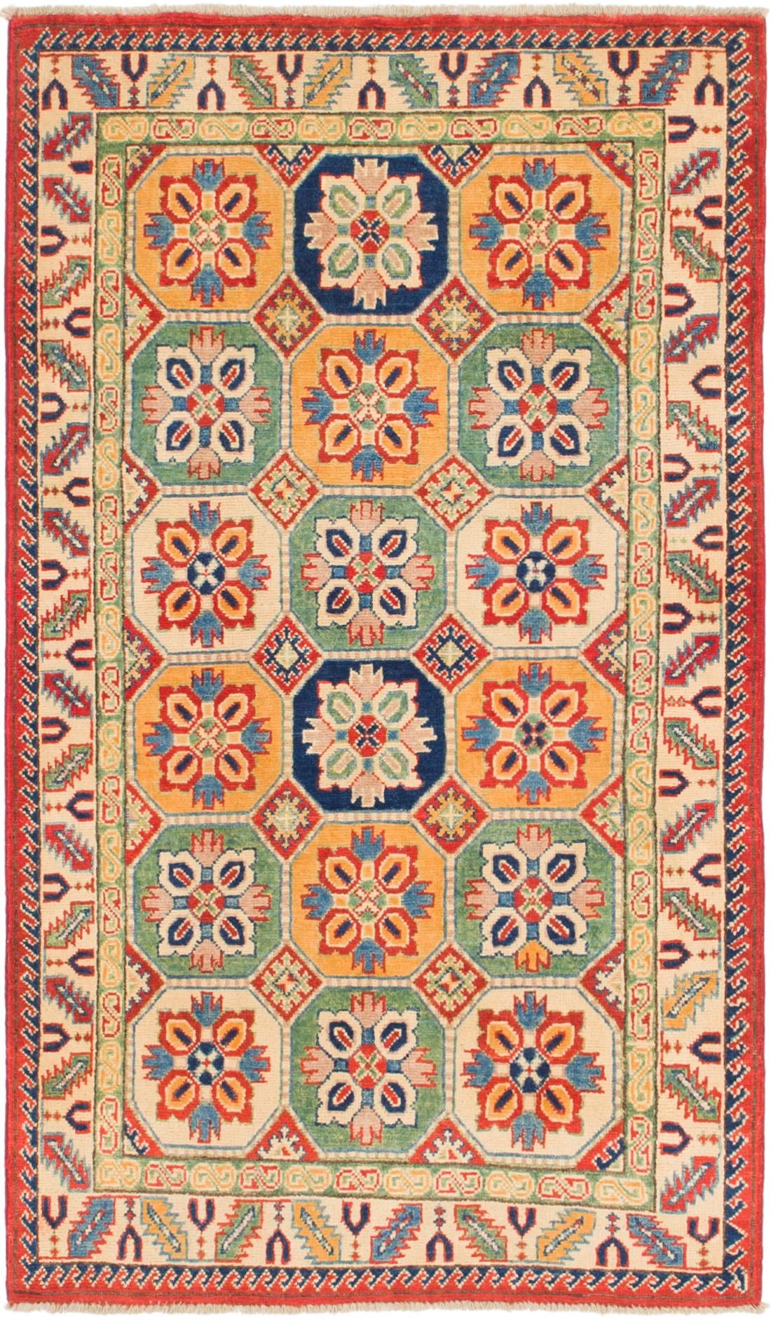 3' 2 x 5' 6 Hand Knotted Kazak Rug