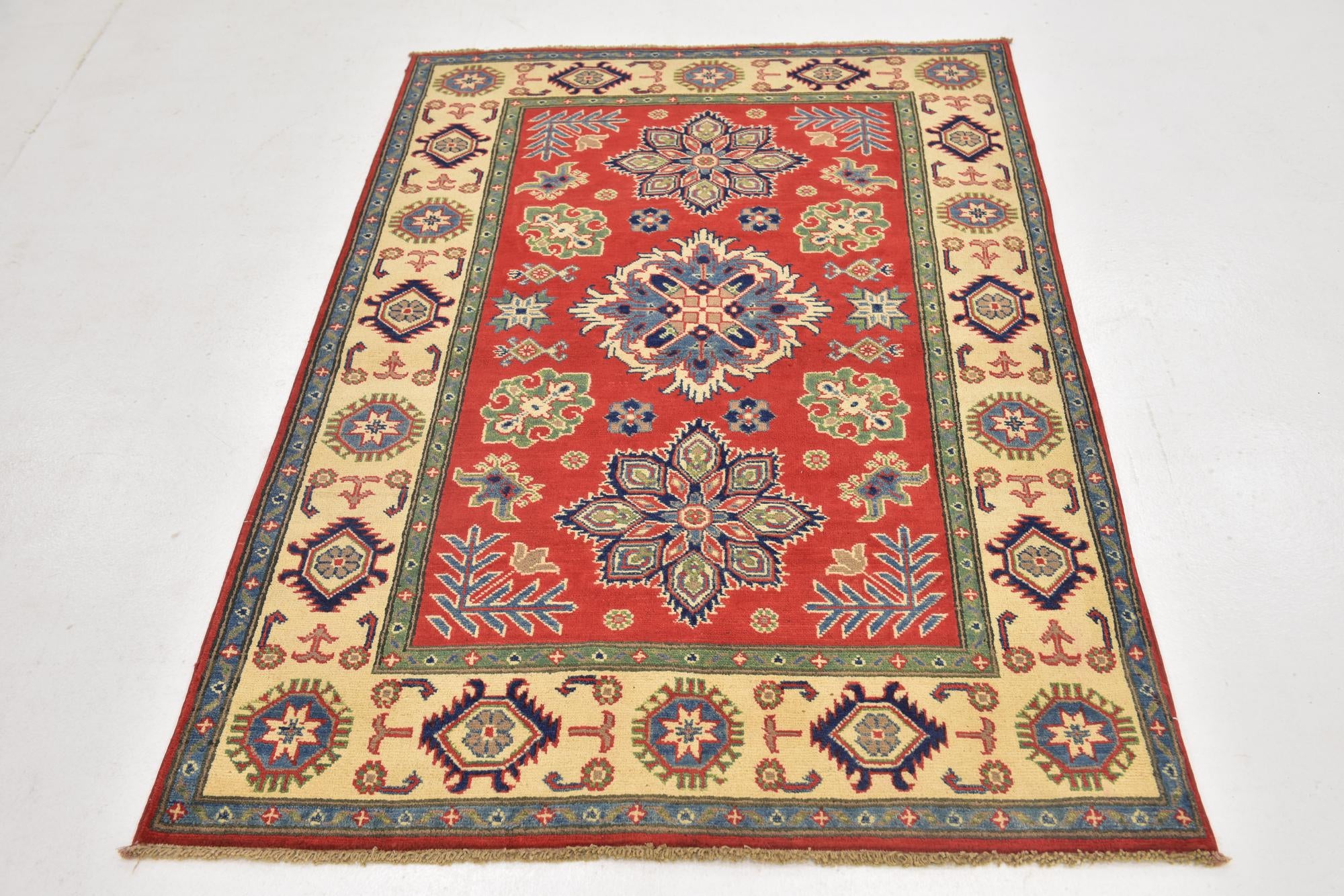 4' x 5' 9 Hand Knotted Kazak Rug
