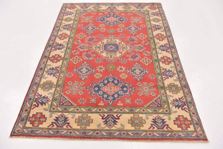 Detail image of 4' x 5' 10 Hand Knotted Kazak Rug