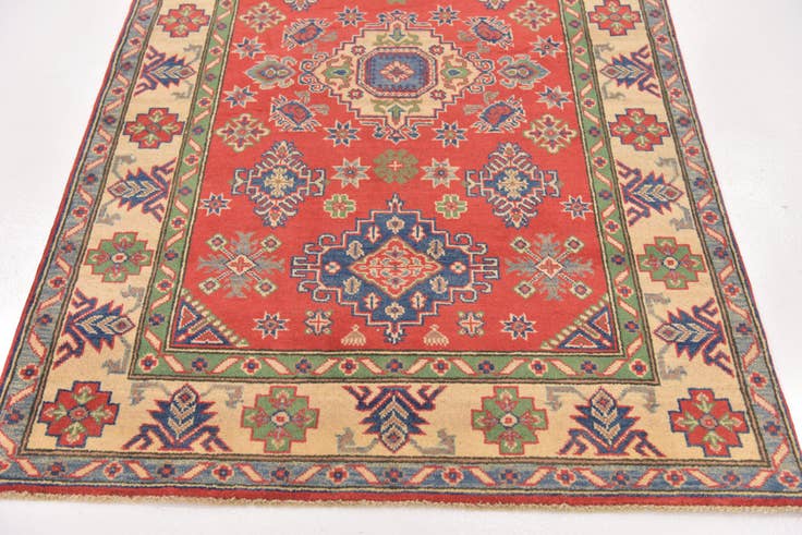 Detail image of 4' x 5' 10 Hand Knotted Kazak Rug