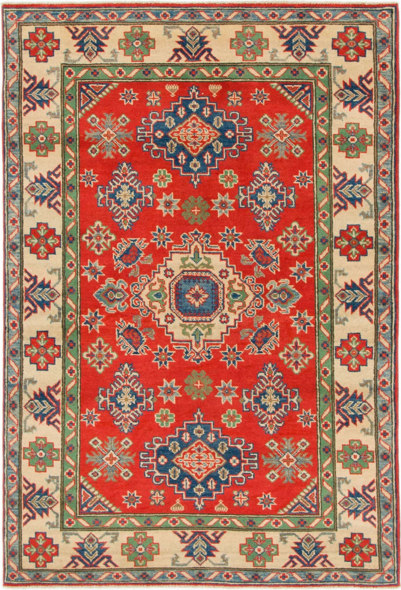 4' x 5' 10 Hand Knotted Kazak Rug