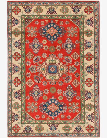 4' x 5' 10 Hand Knotted Kazak Rug