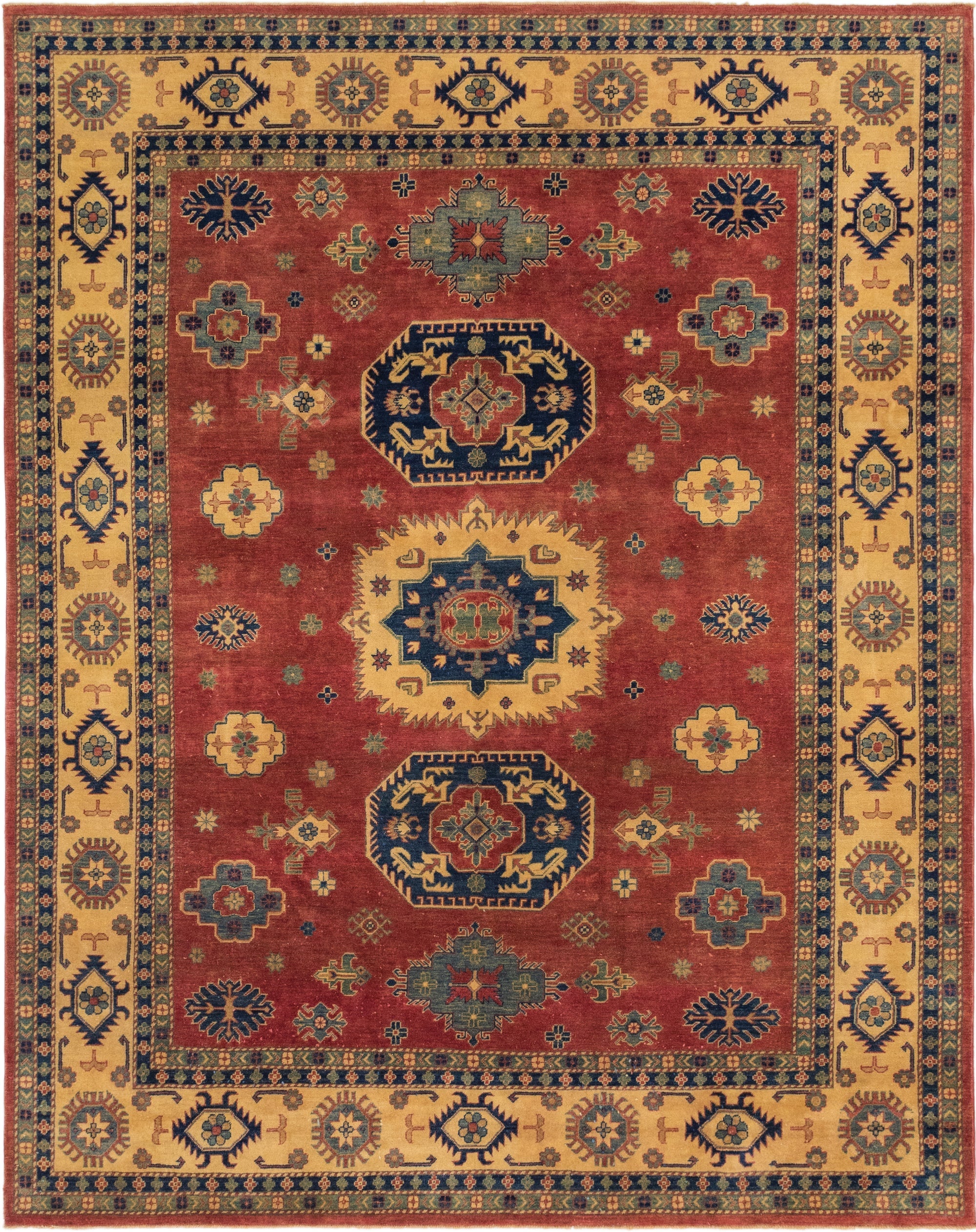 9' x 11' 3 Hand Knotted Kazak Rug