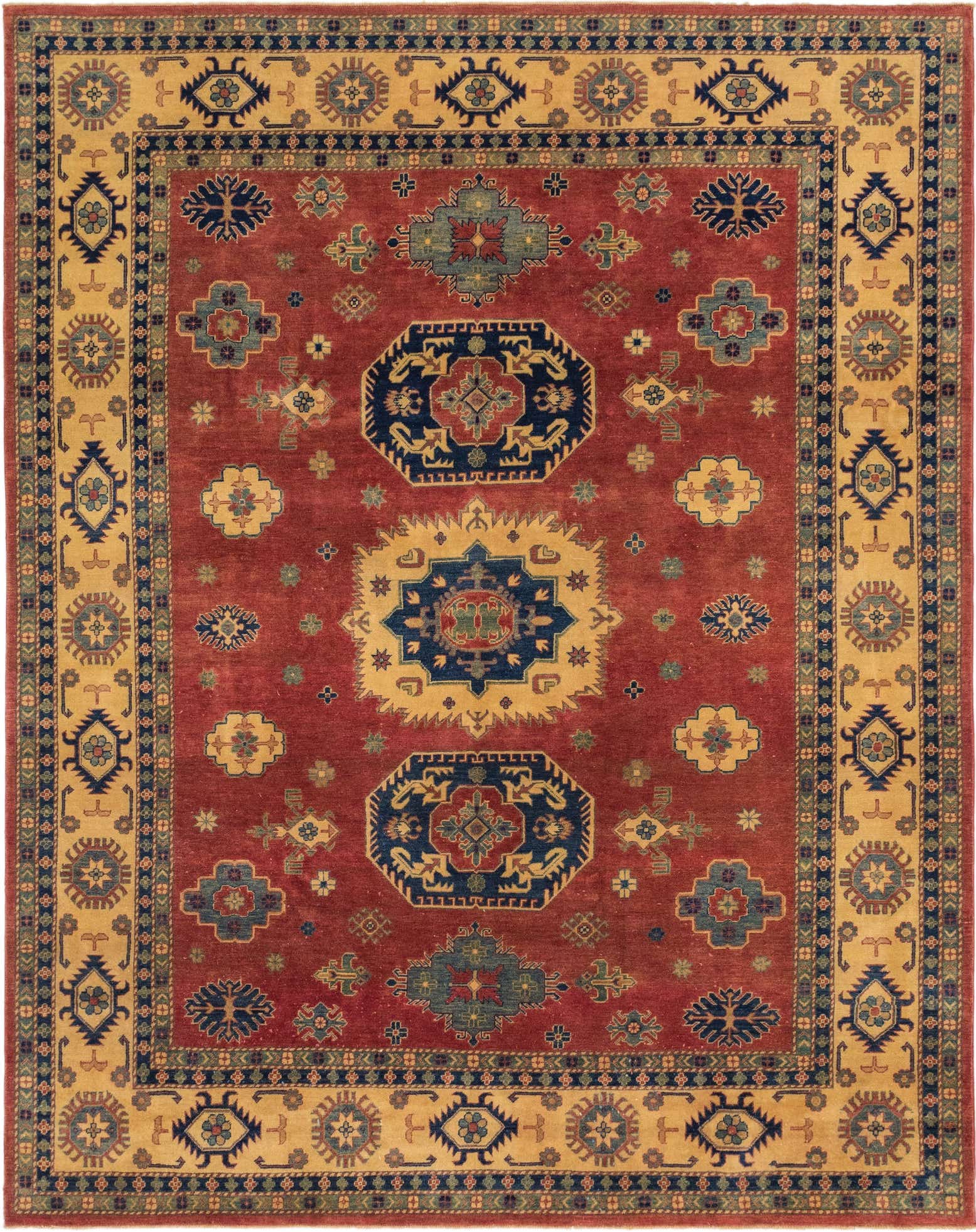 9' x 11' 3 Hand Knotted Kazak Rug