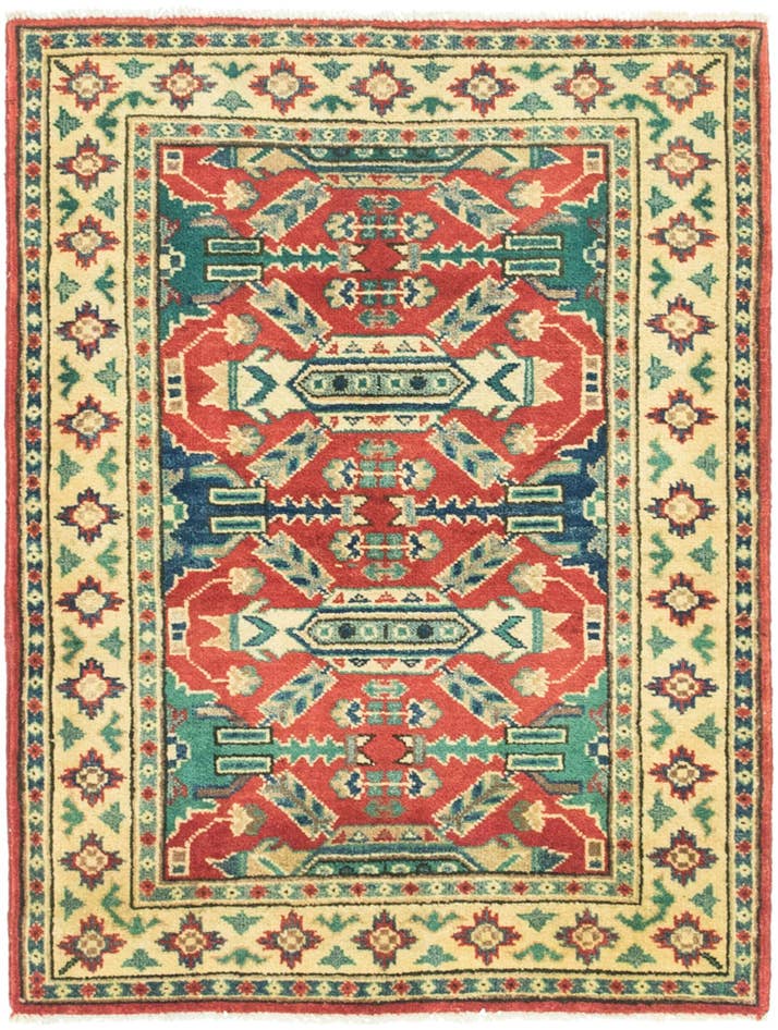 Detailansicht von 90cm x 115cm Handgeknüpft Kazak Teppich