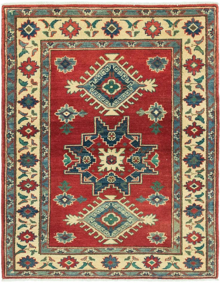 Detail image of 3' 5 x 4' 10 Hand Knotted Kazak Rug
