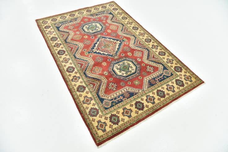 Detail image of 4' 2 x 6' 5 Hand Knotted Kazak Rug