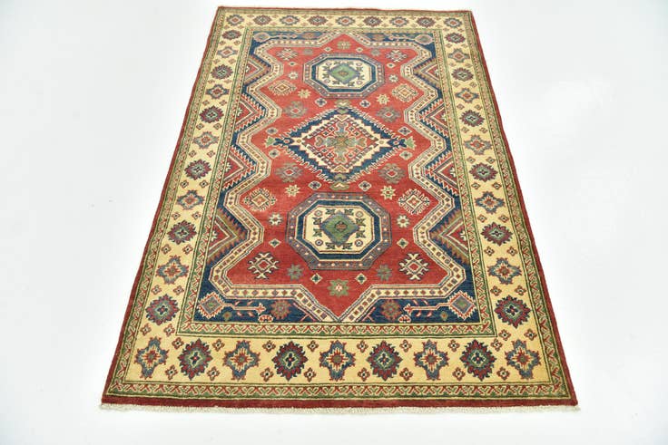Detail image of 4' 2 x 6' 5 Hand Knotted Kazak Rug