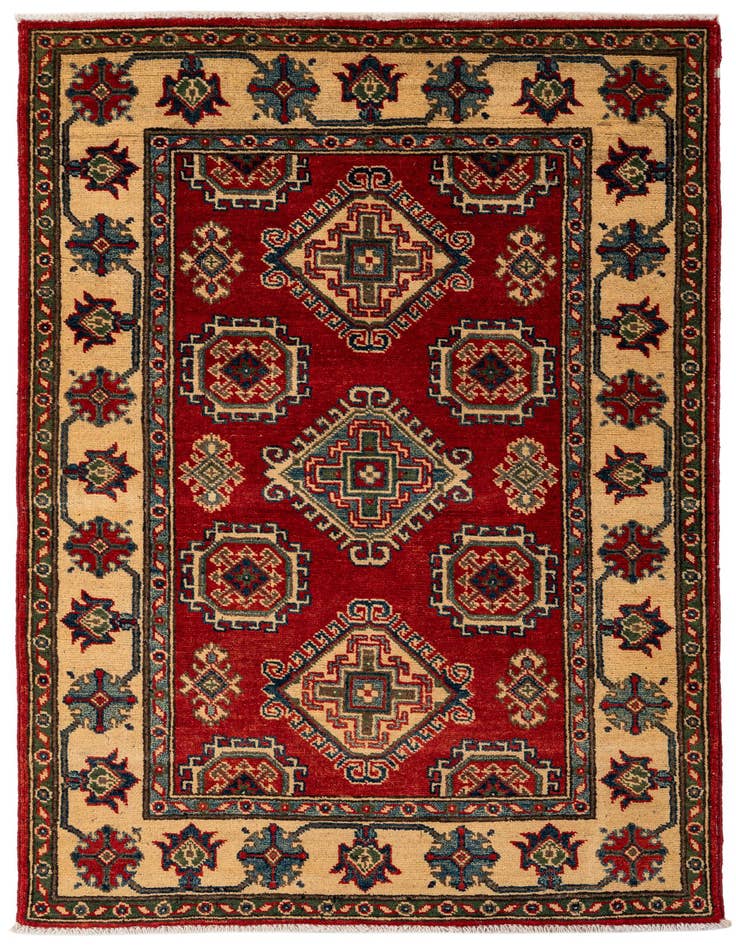 Detail image of 3' 4 x 5' 2 Hand Knotted Kazak Rug