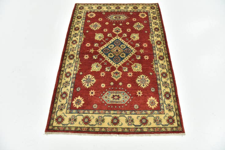 Detail image of 3' 4 x 5' Hand Knotted Kazak Rug