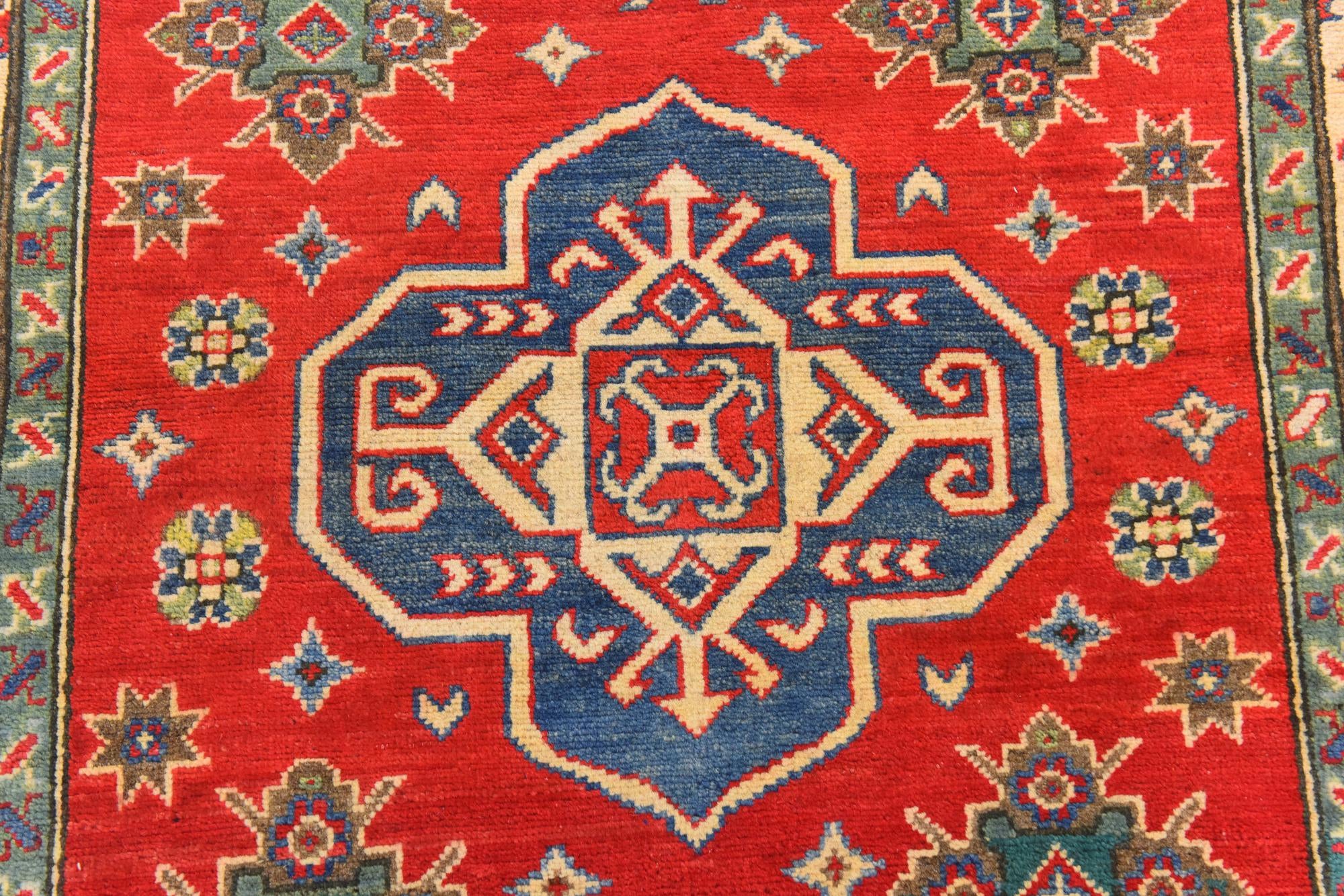 4' x 6' 2 Hand Knotted Kazak Rug