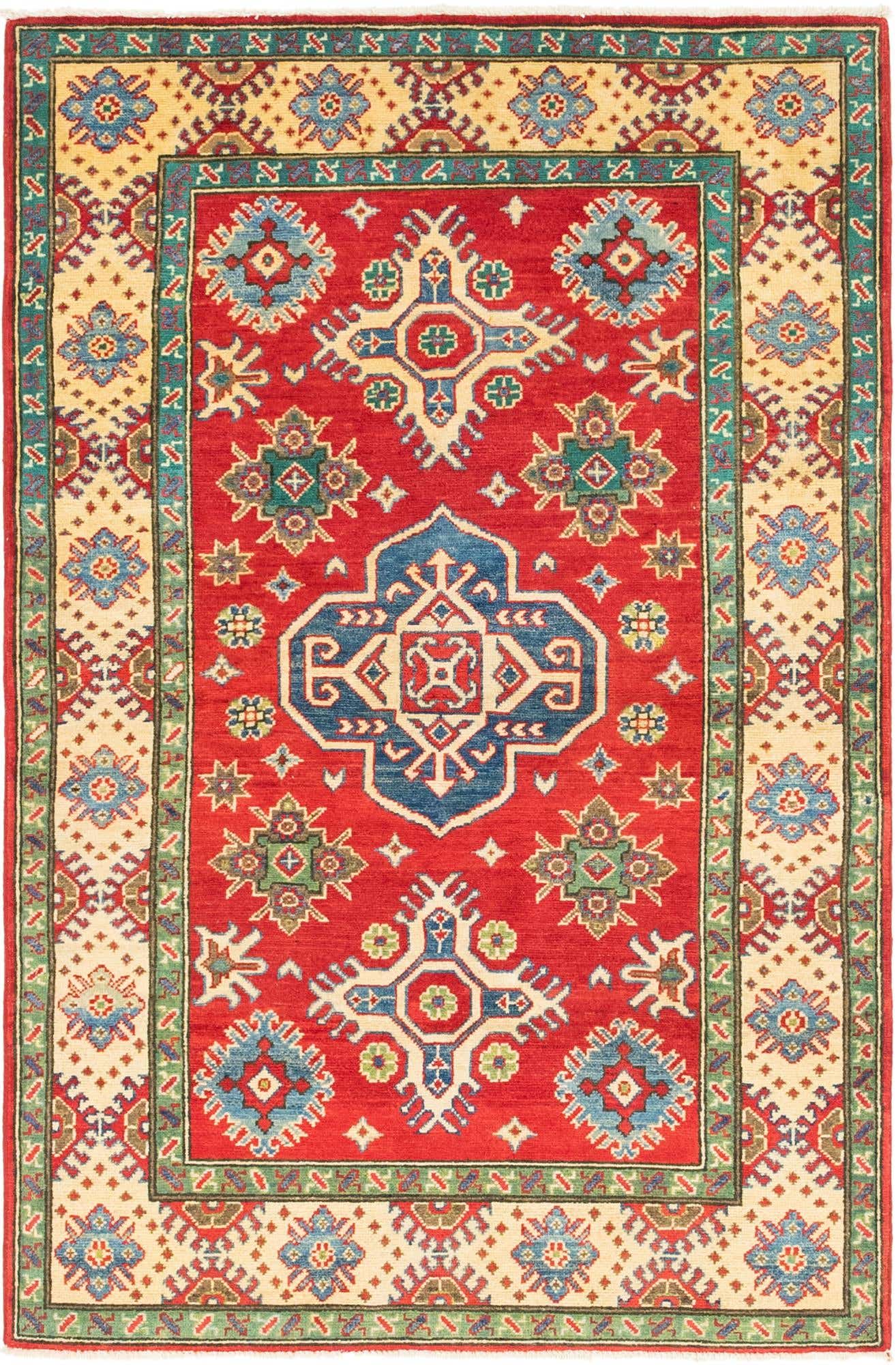 4' x 6' 2 Hand Knotted Kazak Rug