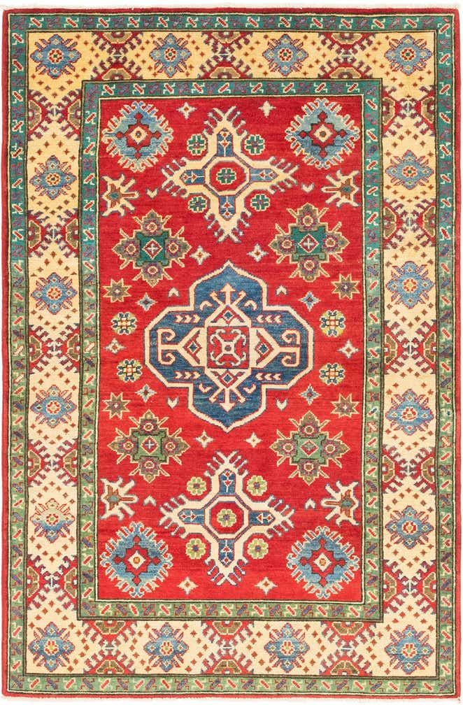 4' x 6' 2 Hand Knotted Kazak Rug