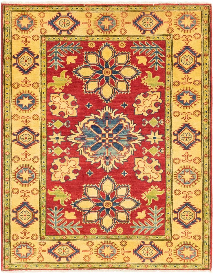 Detail image of 4' 2 x 5' 9 Hand Knotted Kazak Rug