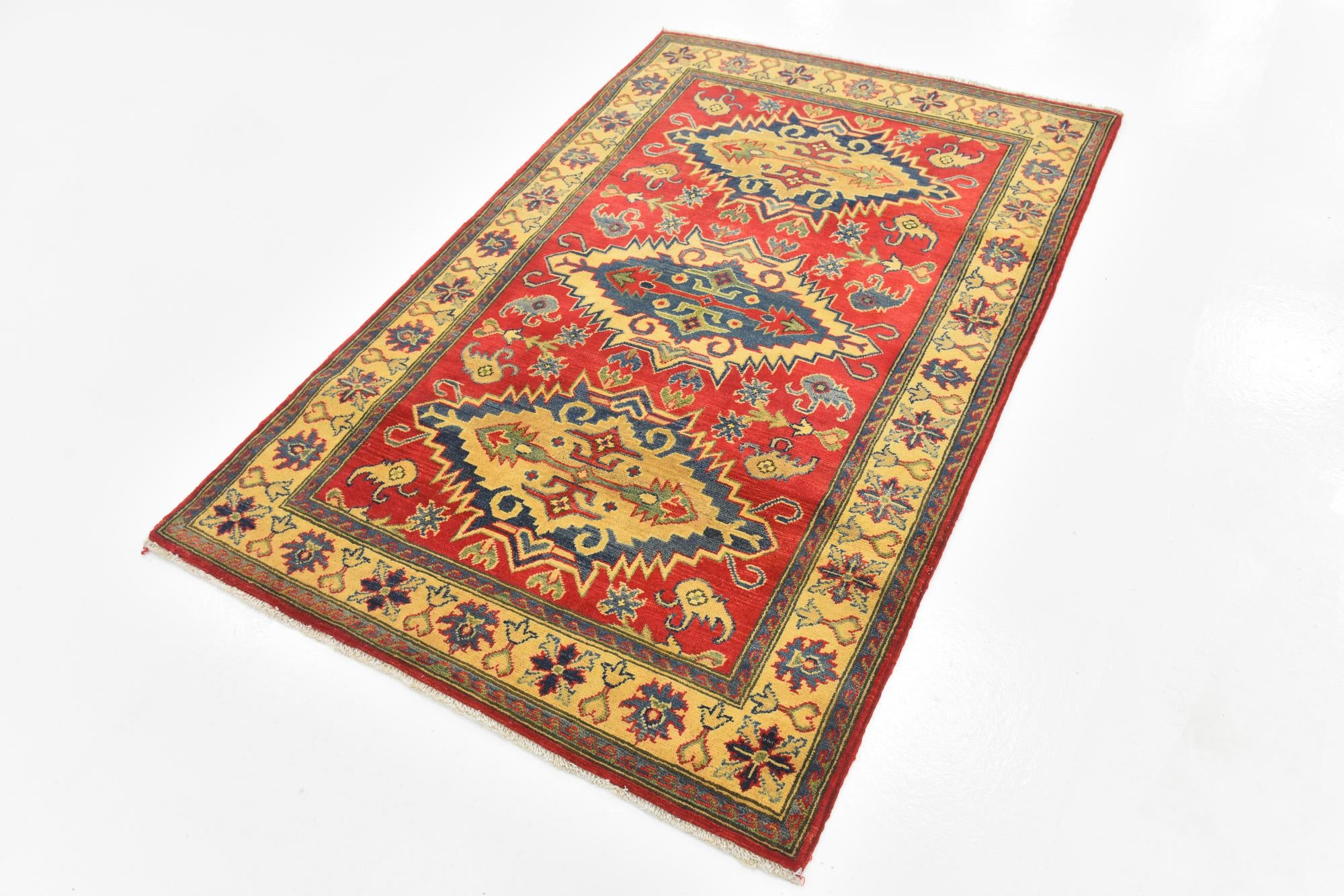 4' x 6' 2 Hand Knotted Kazak Rug