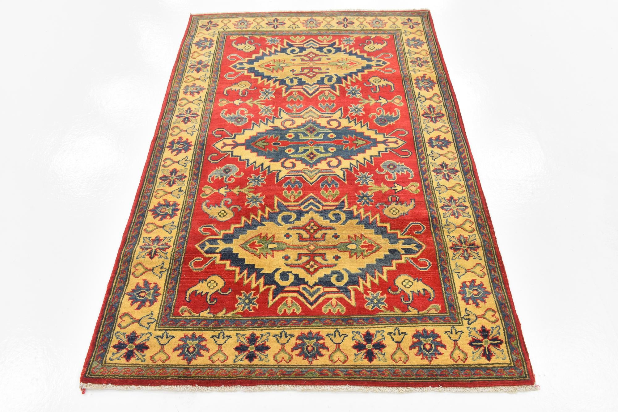4' x 6' 2 Hand Knotted Kazak Rug
